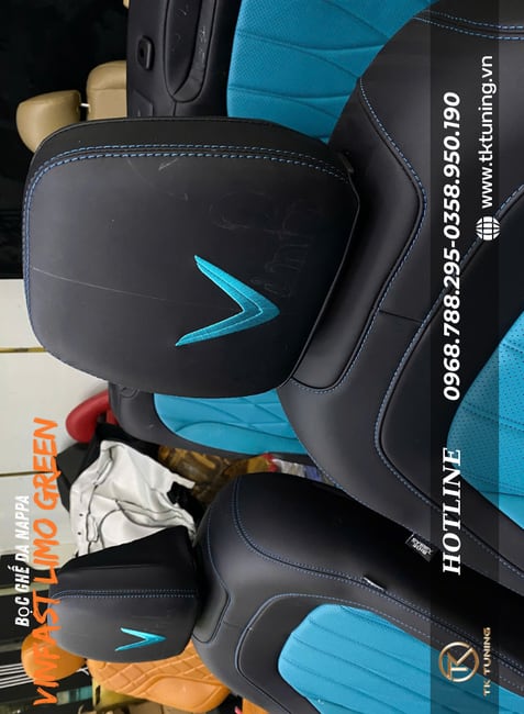 ghế da cho xe vinfast limo green có thêu logo cá nhân hóa