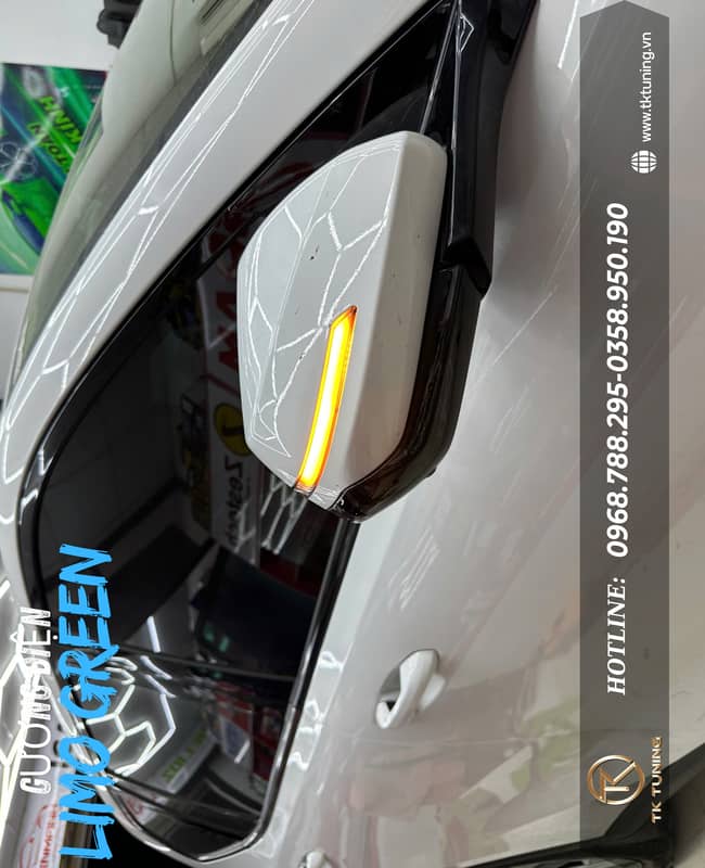 gắn gập gương điện cho limo green