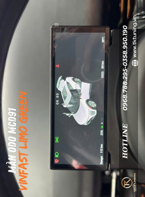 màn hình odo hiển thị tốc độ cho vinfast limo green
